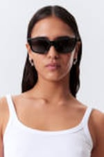 Black - Black Lenses - Bold Rectangular Sunglasses - 0