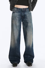 Baltic Blue - Dark Blue - Ample Low Rise Loose Wide Jeans - 1