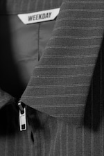 Striped Grey - Fitted Short-Sleeved Zip Top - 1