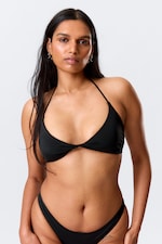 Black - Turn Halter Bikini Top - 1