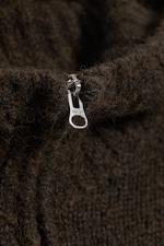 Dark Brown - Knitted zip hoodie - 1