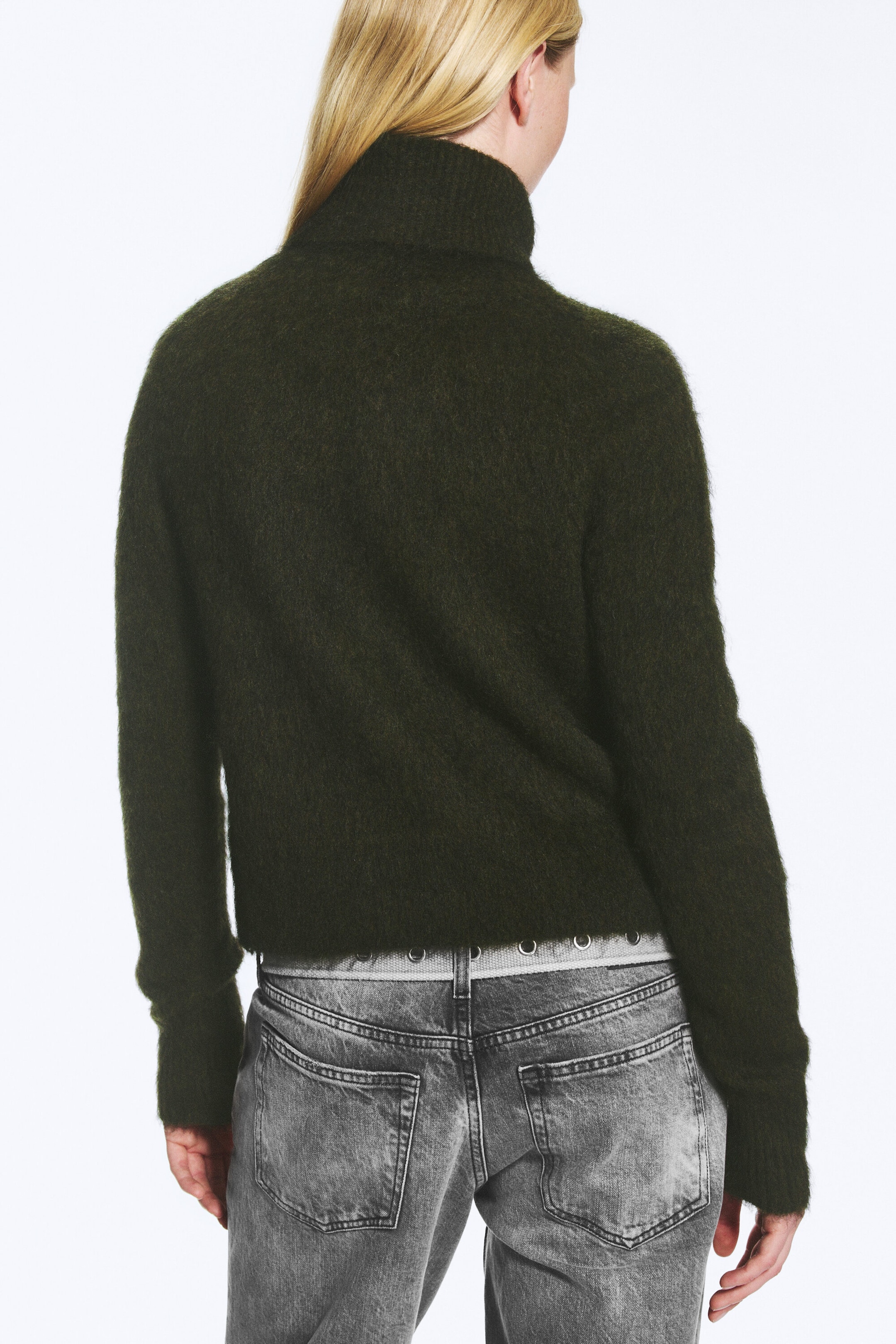 Mørkegrønn - Mohairblanding cardigan med glidelås - 3