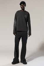 Dark Grey - Tristar - Great Boxy Graphic Long Sleeve T-shirt - 2