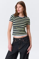 Navy/Green Stripe - Tight Mini T-shirt - 0