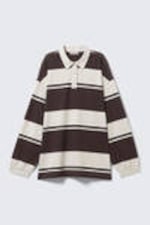 Beige & Brunrandig - Randig oversized pikétröja - 3