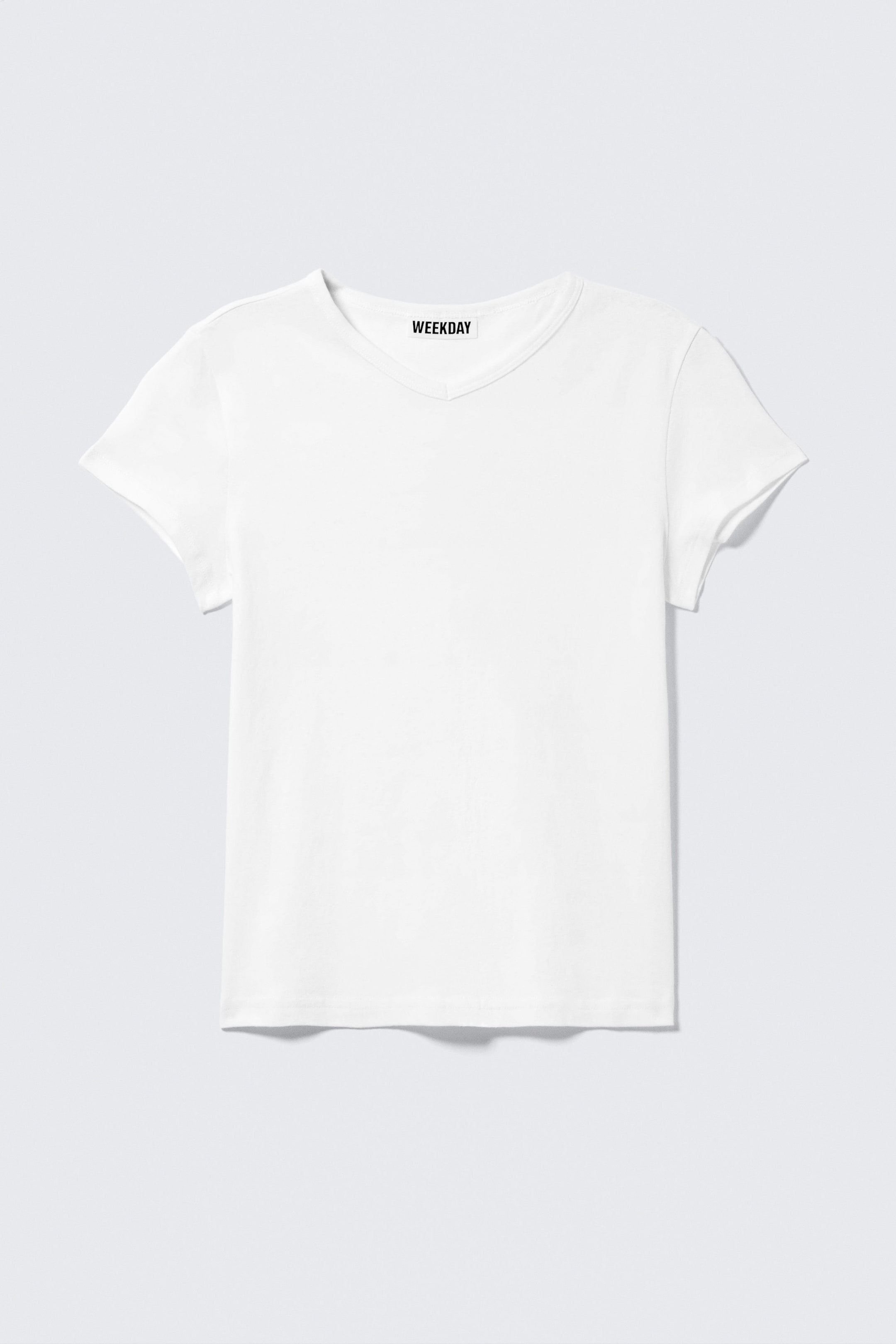 Vit - Tight kortärmad V-ringad T-shirt - 3