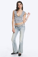 Light Blue - Booty Bei Low Rise Skinny Bootcut Jeans - 0