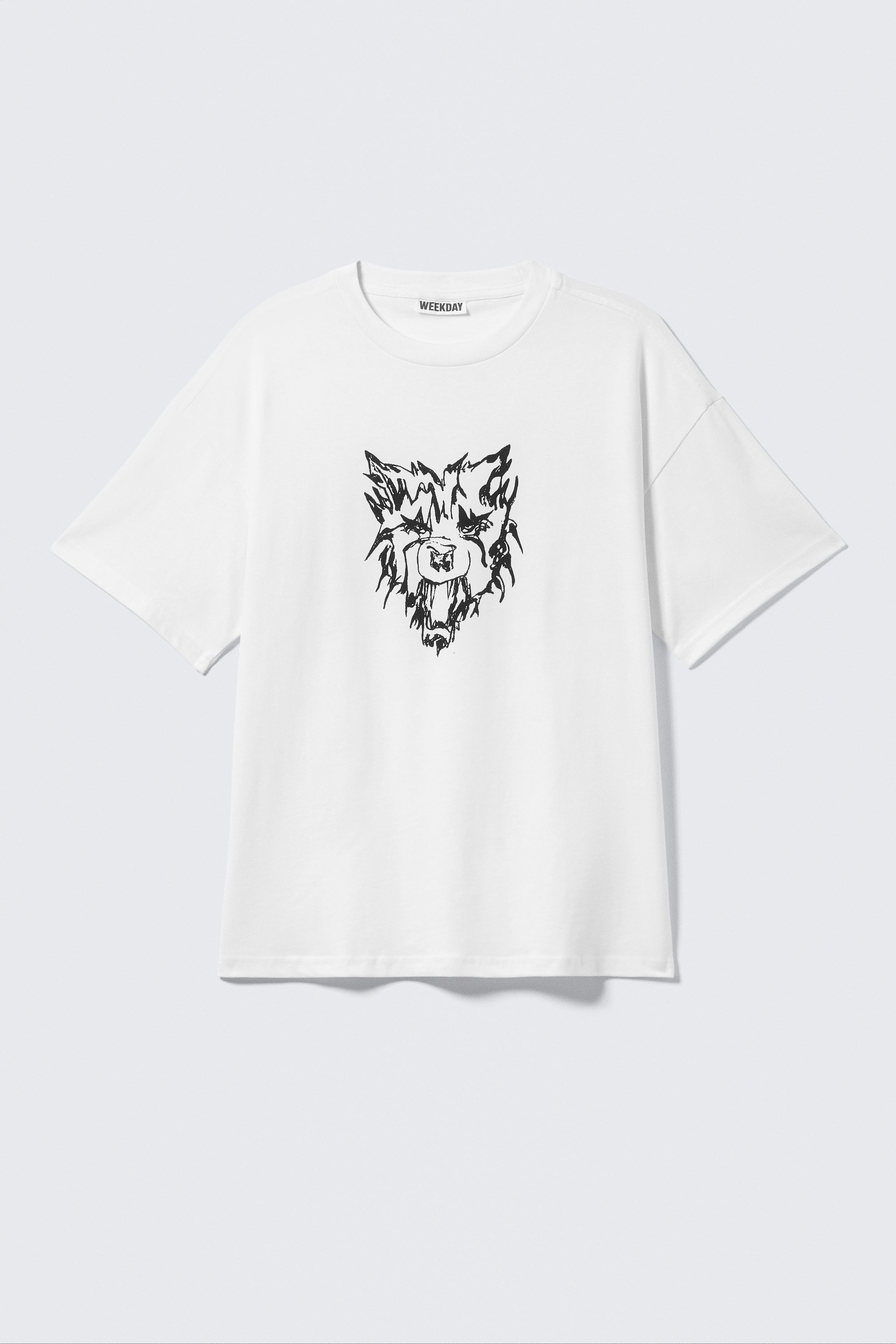 White - Tiger Wolf - Great Boxy Printed Graphic Tee - 1