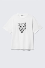 Hvit - Tiger Wolf - Flott boxy, grafisk t-skjorte med trykk - 0