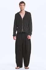 Washed Black - Knitted Zip-through hoodie - 1
