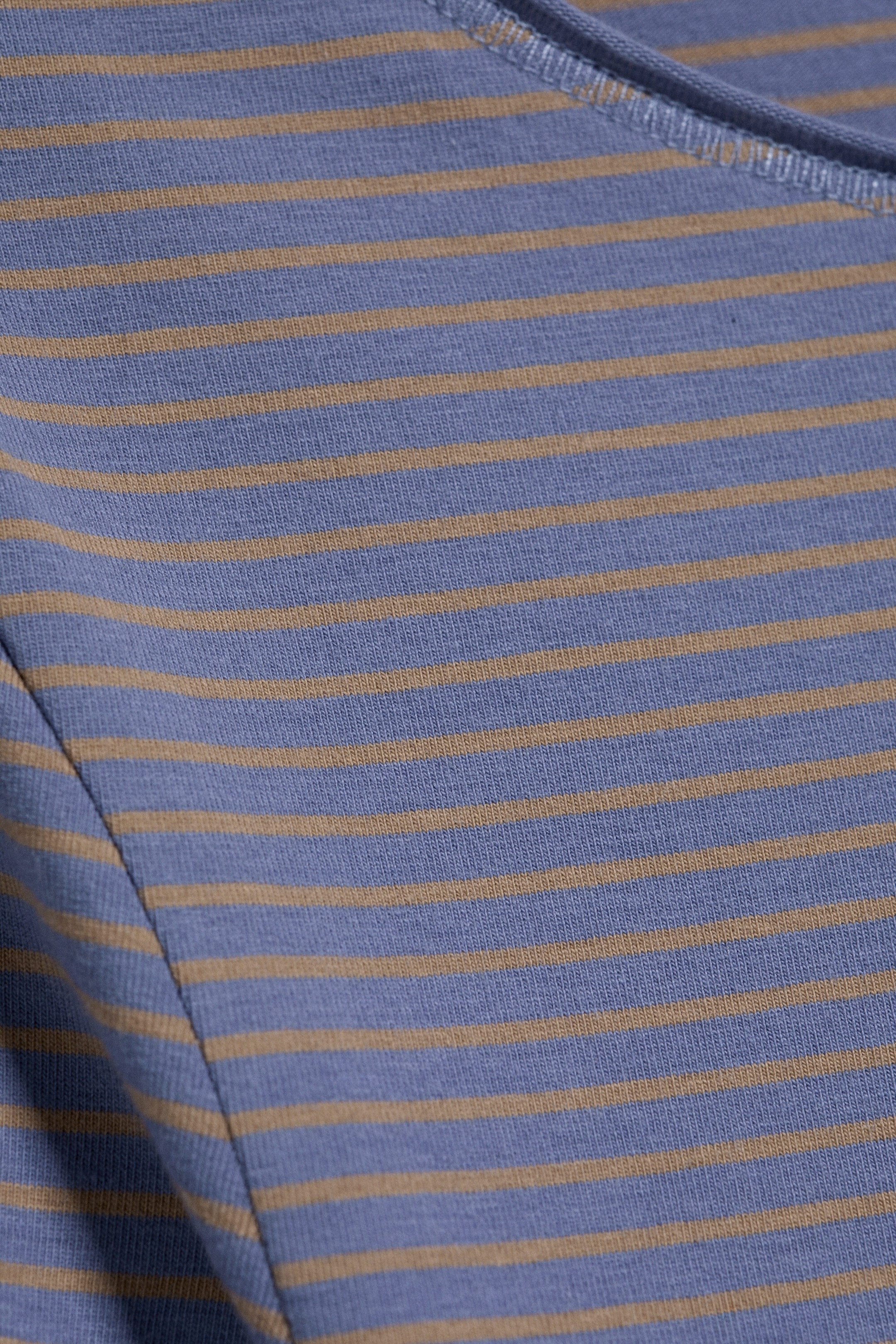 Striped Dusty Blue - Fitted Three-Quarter Sleeve Top - 5