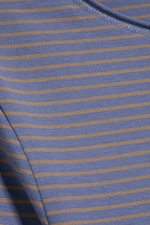 Striped Dusty Blue - Fitted Three-Quarter Sleeve Top - 5