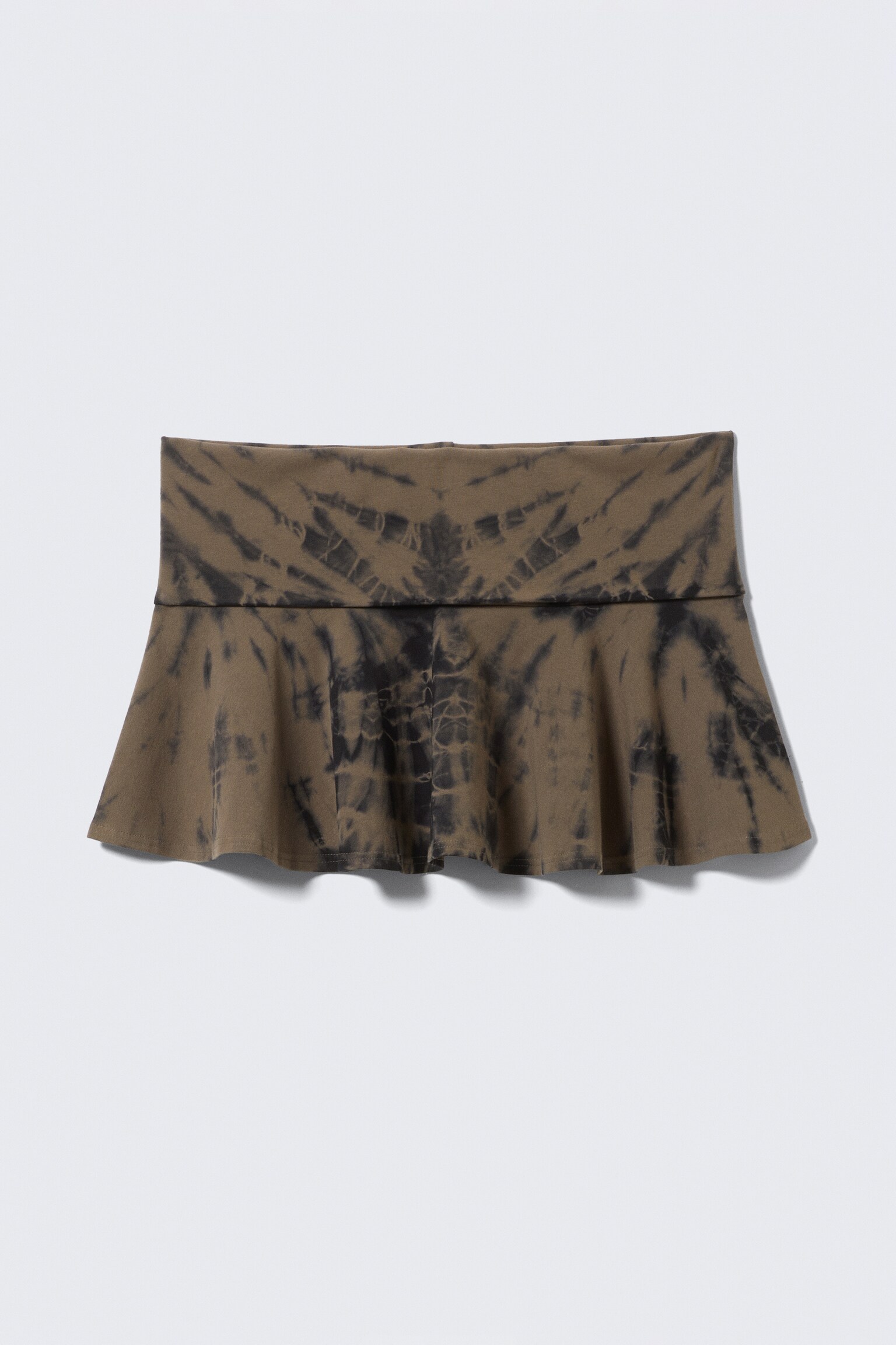 Bred Talje Bomuldsminiskørt - Mørk Mole Tie-Dye/Hvid - 2