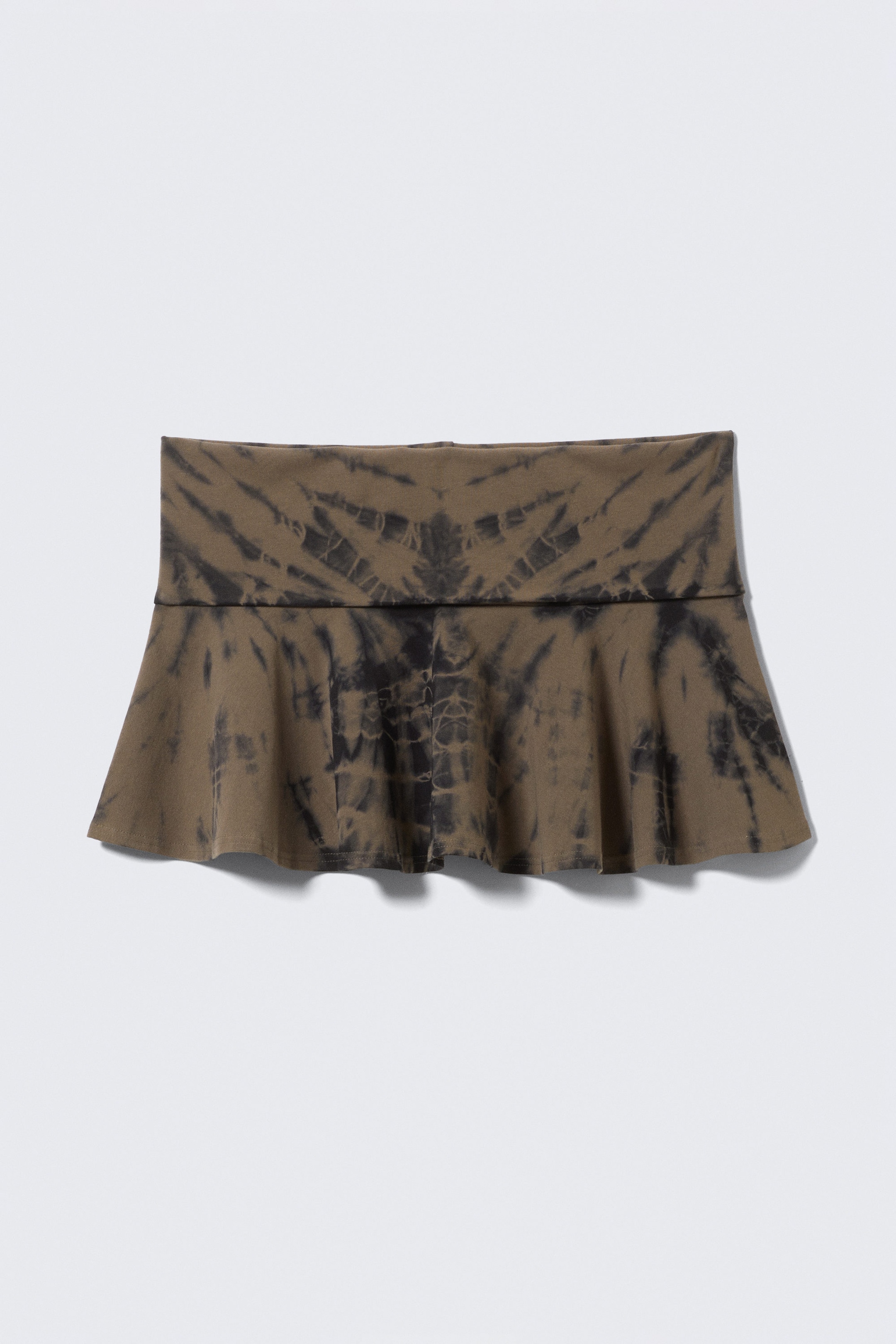 Donkerbruine tie-dye - Katoenen minirok met wijde taille - 1