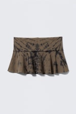 Graubraunes Batikmuster - Minirock aus Baumwolle mit breitem Bund - 0