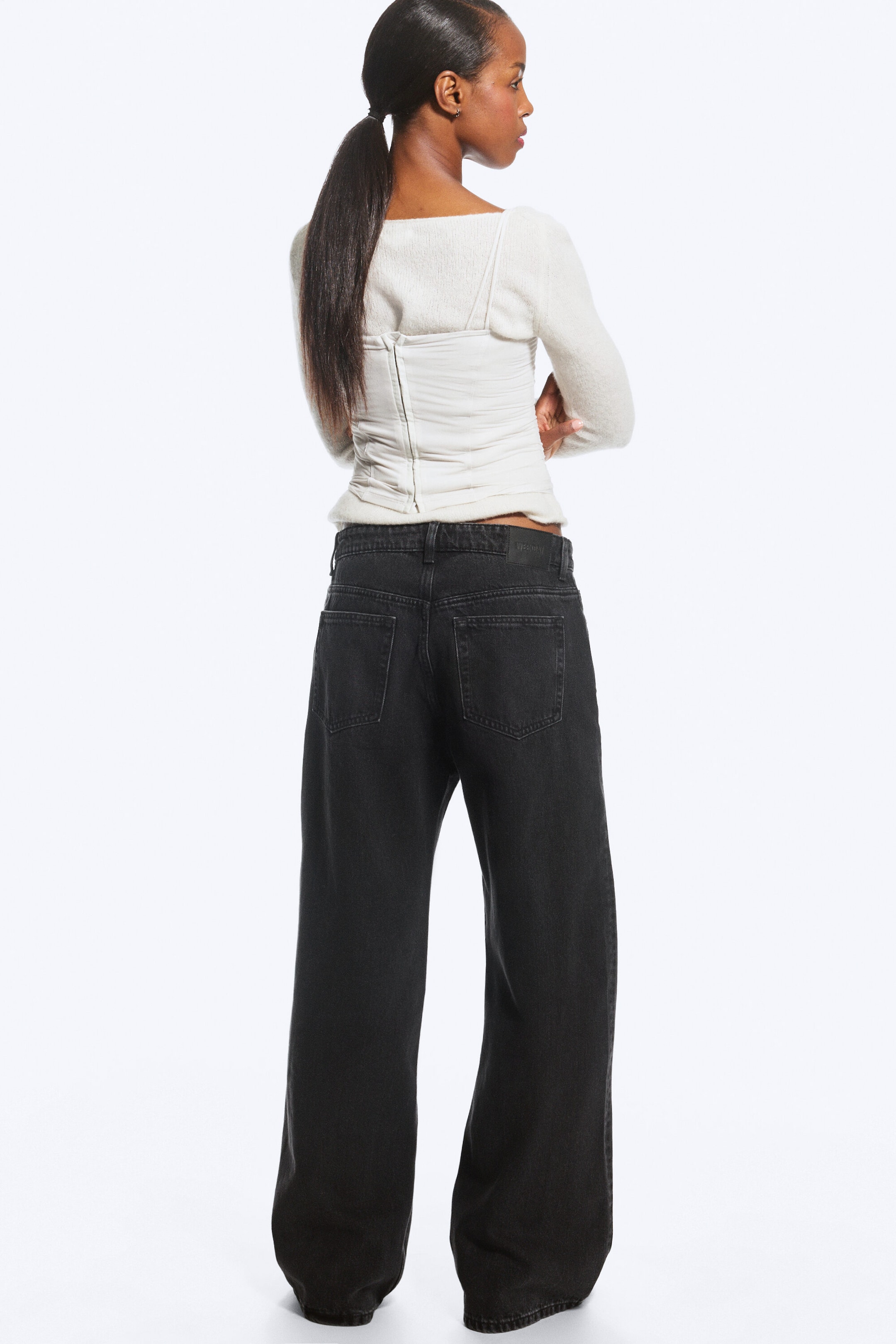 Tuned Black – Noir - Jean droit ample taille basse Missy - 4