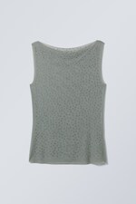 Grey - Annie Rhinestone Mesh Top - 0