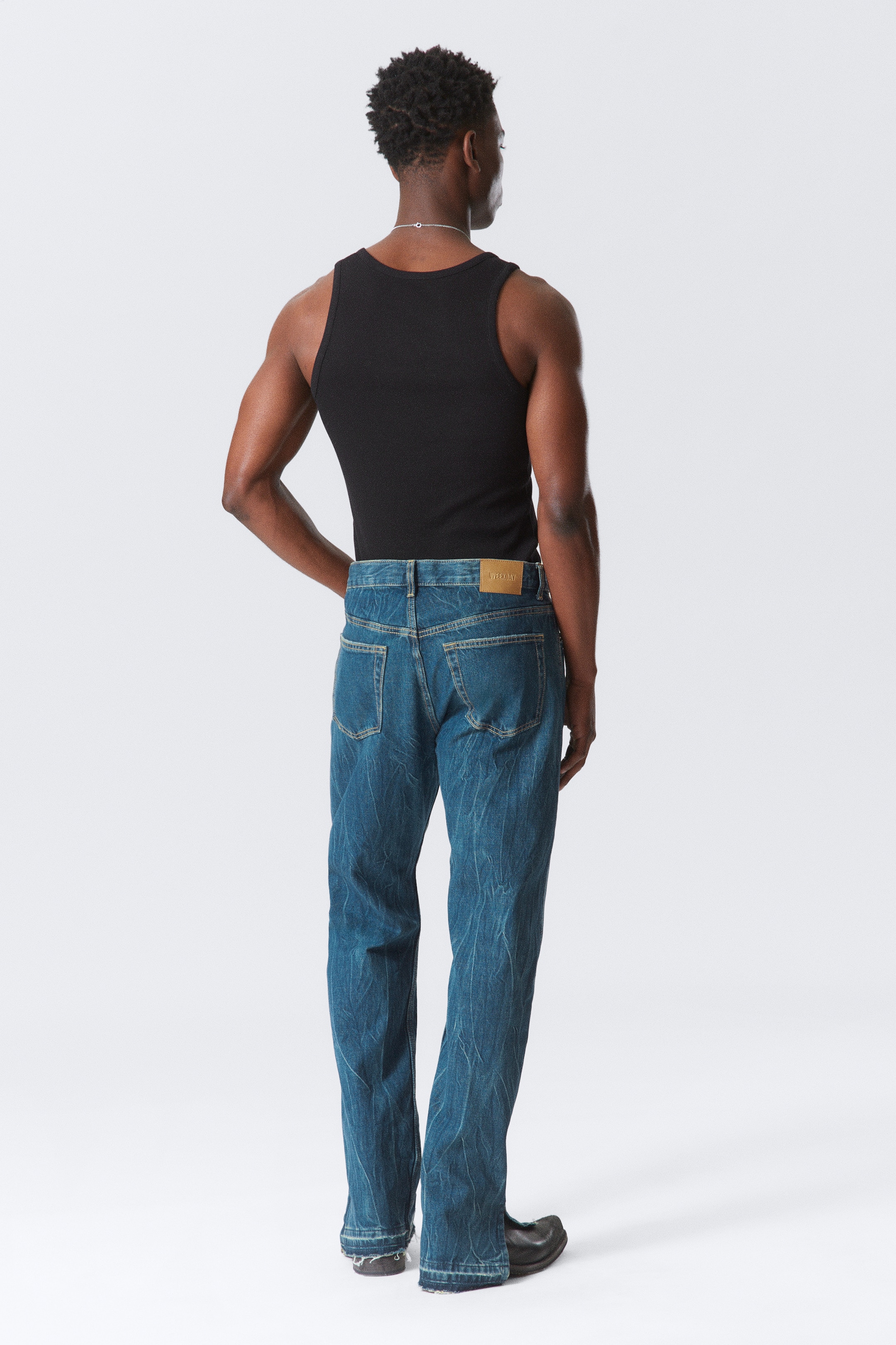 View larger image: Space Split-Hem Relaxed Straight Leg Jeans - Gnarly Blue - Medium Blue - Men | H&M GB 6