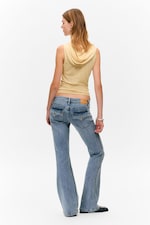 Fresh Blue - Mellanblå - Low Waist Slim Flared Leg Jeans - 4