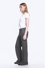 Dark Grey Melange - Mid Rise Flared Suiting Trousers - 2