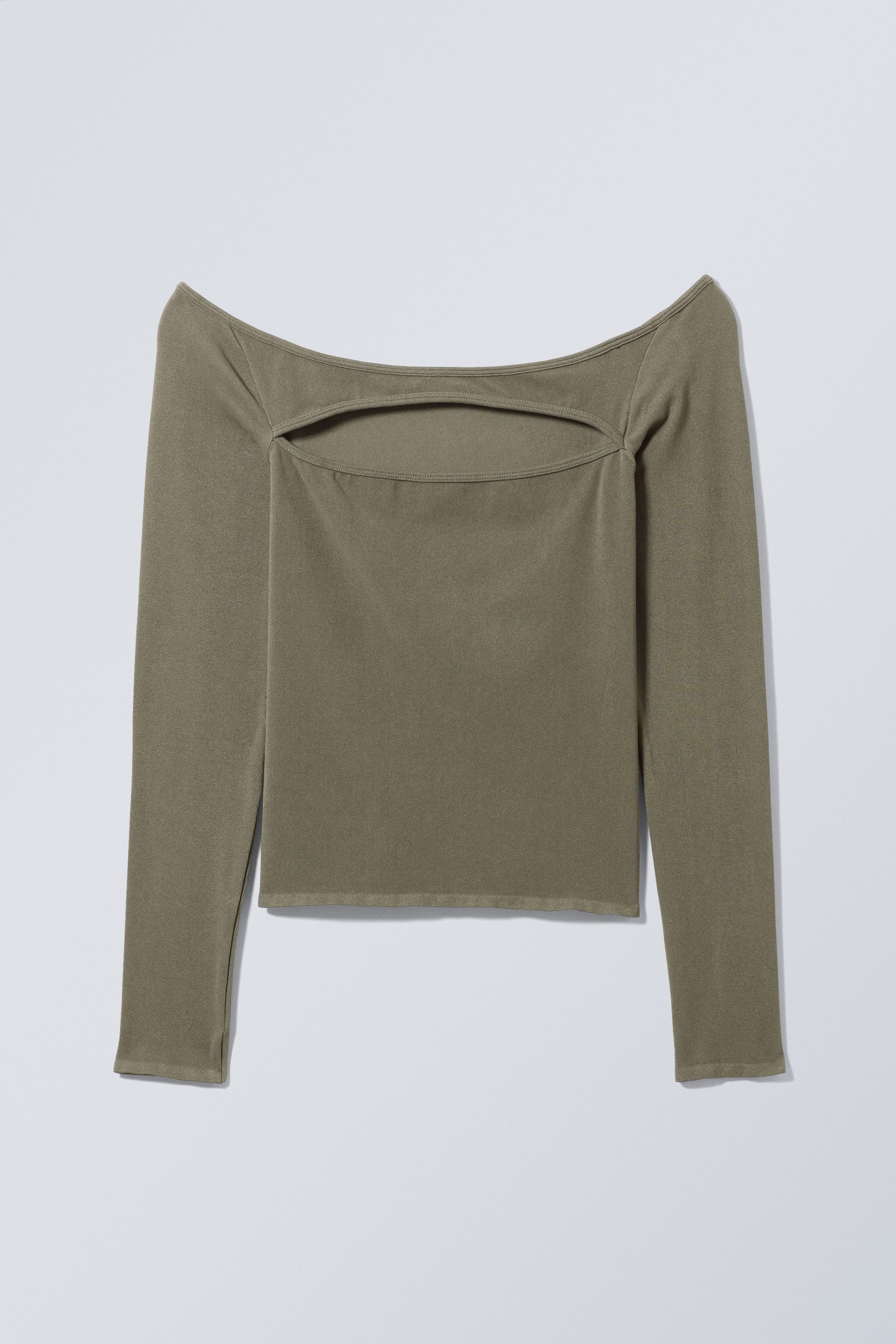 Taupe - Langarmtop Evie mit Cut-out - 0