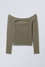 Taupe - Langarmtop Evie mit Cut-out - 0