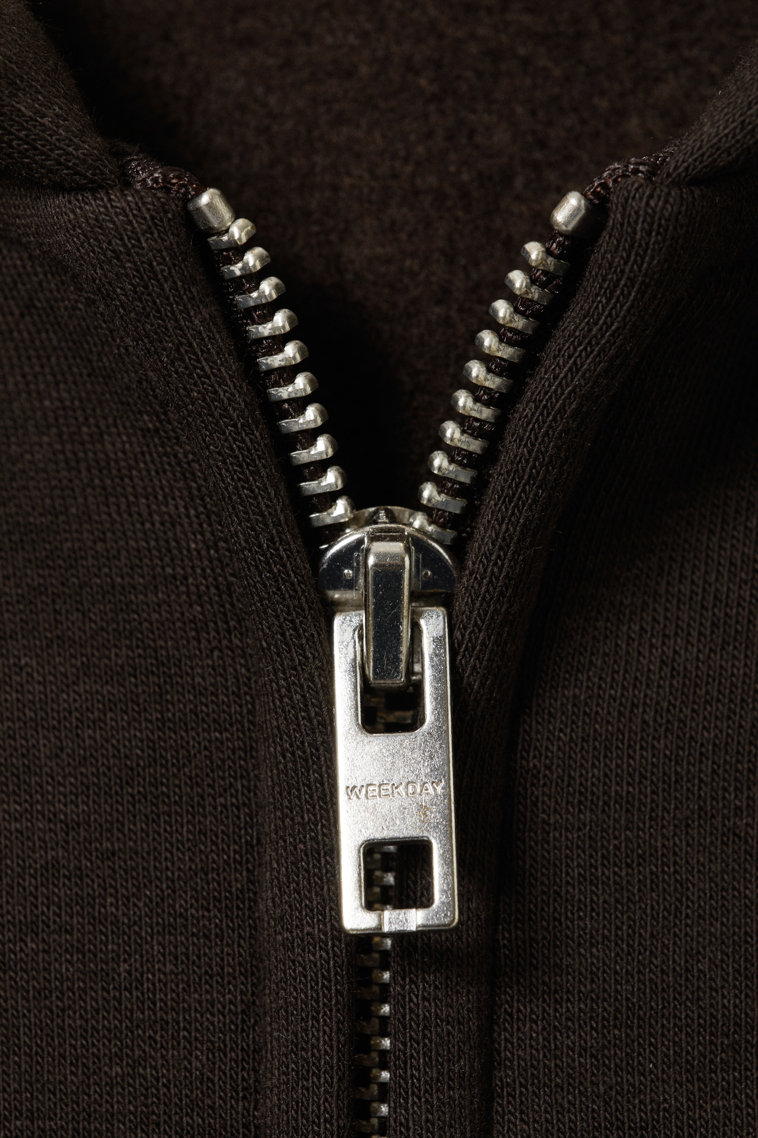 Loose Fit Zip Hoodie - Dark Brown/Grey Melange/Black - 6