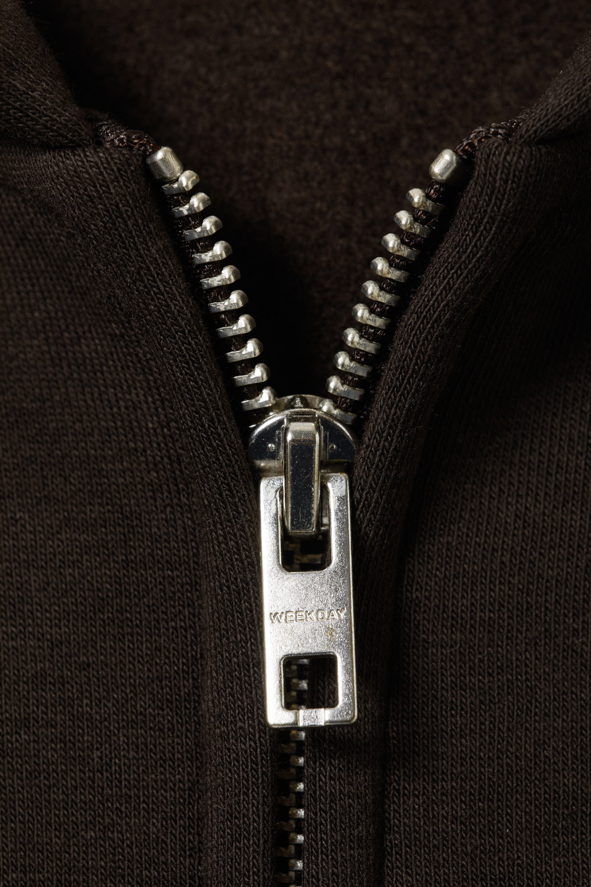 Marron foncé - Sweat à capuche zippé ample - 6