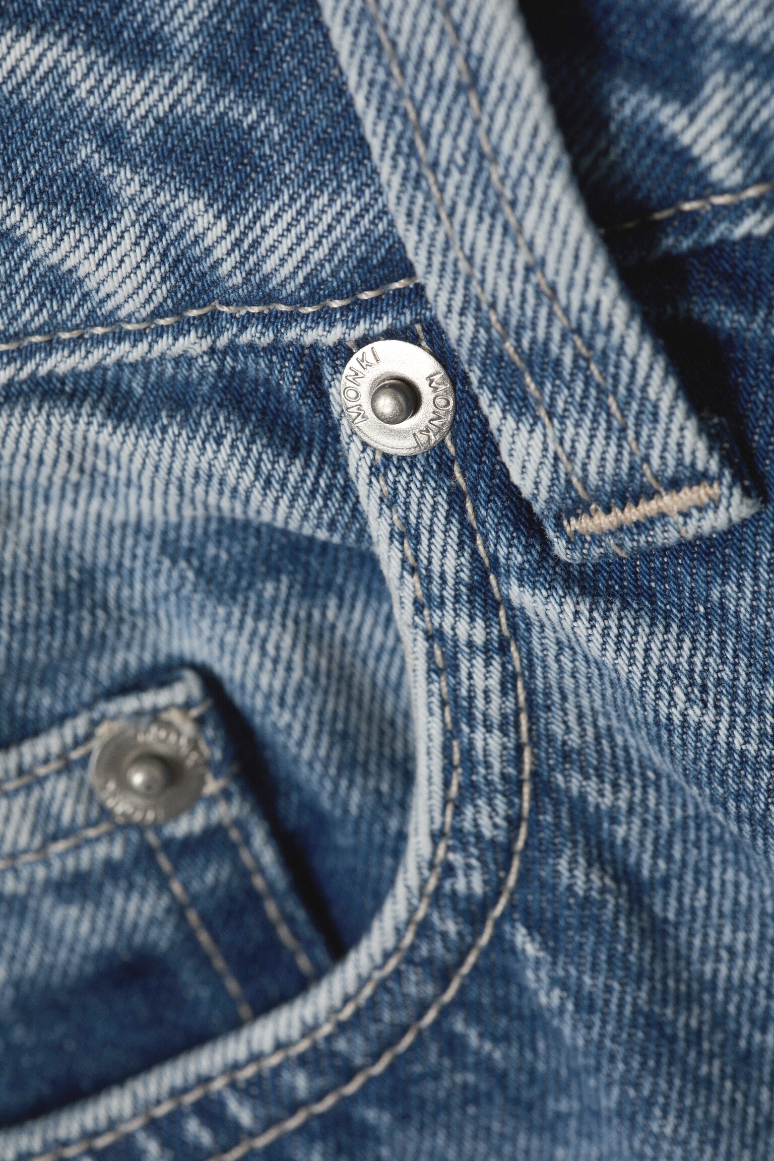 Low Waist Loose Barrel Leg Workwear Jeans - Mid Blue - Mittelblau - 5