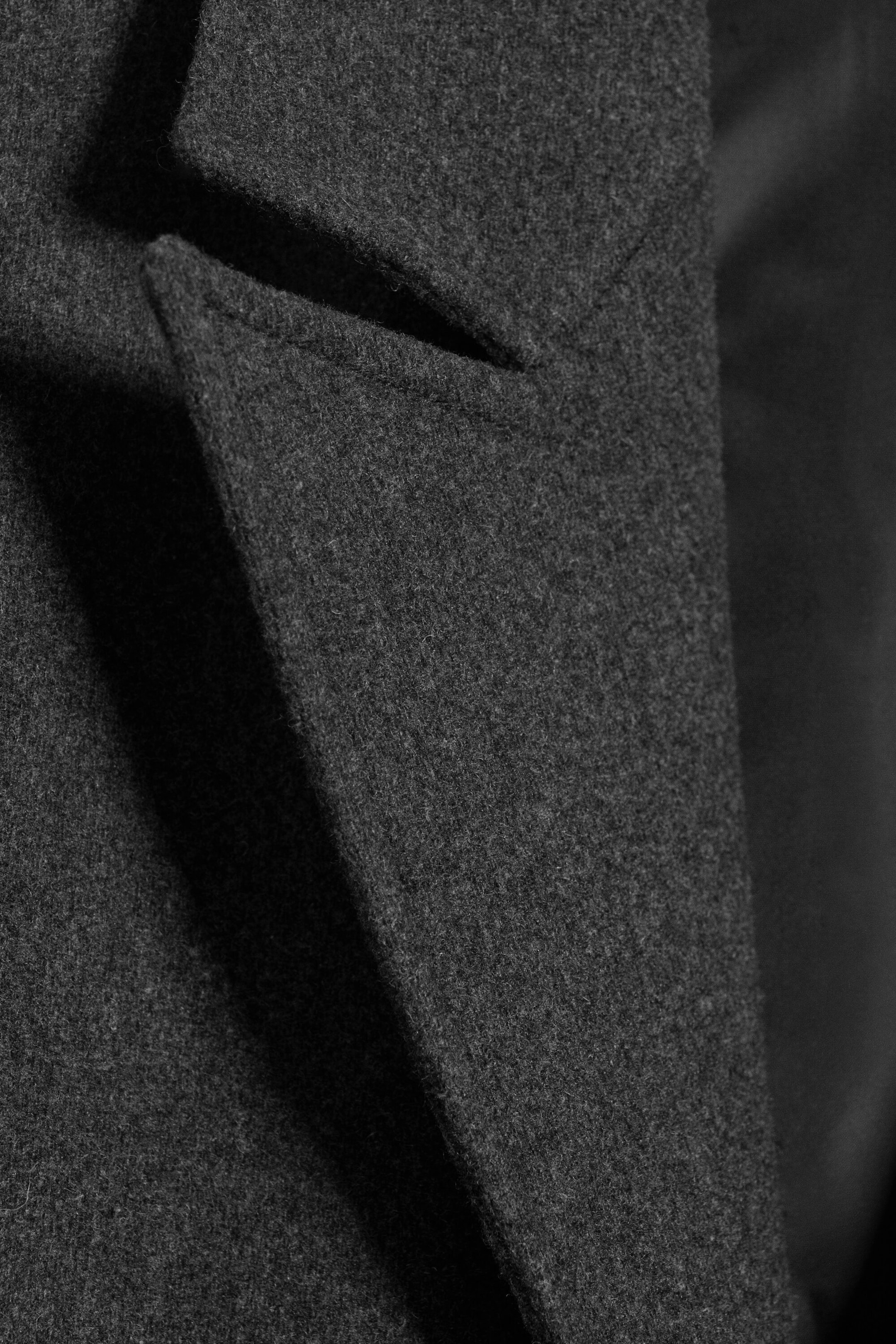 Dark Grey Melange - Oversized Single-Breasted Wool Blend Coat - 5