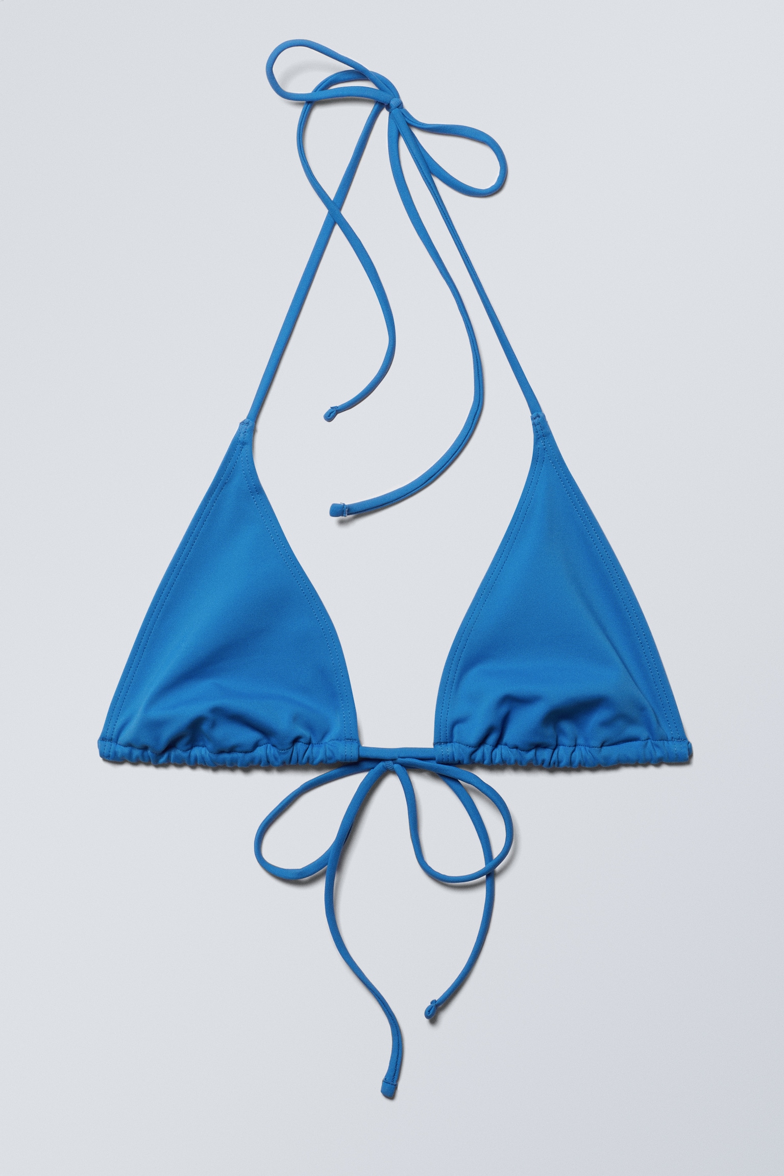Strappy Triangle Bikini Top - Bright Blue/Black/Light Blue