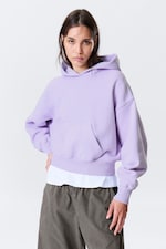 Washed Light Purple - Boxy Cotton Fleece Hoodie - 1