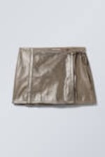 Metallic Mole - Low Metallic Mini Wrap Skirt - 0