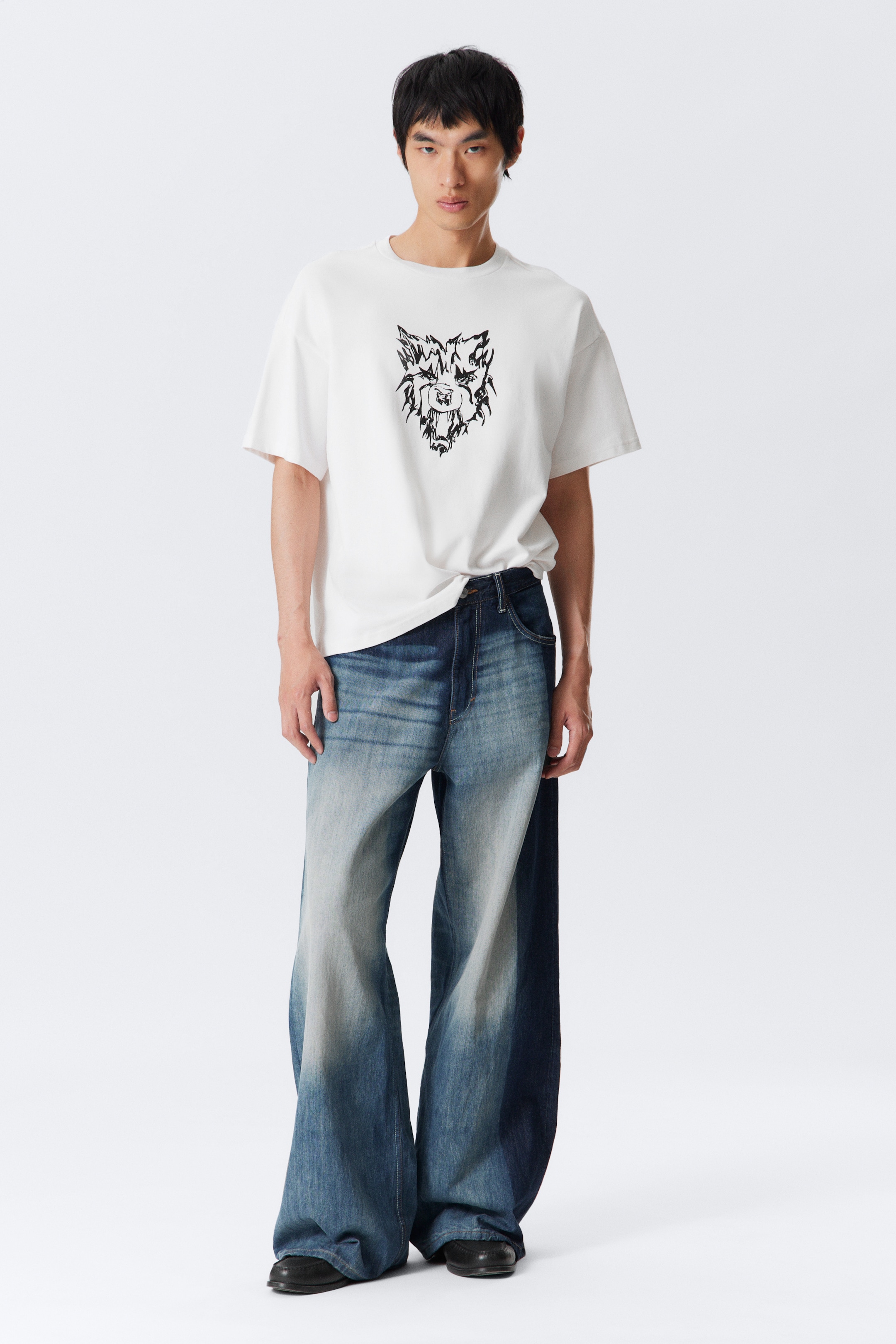 Visa större bild: En boxig, grafisk t-shirt med tryck - Vit - Tiger Wolf - HERR | H&M FI 3