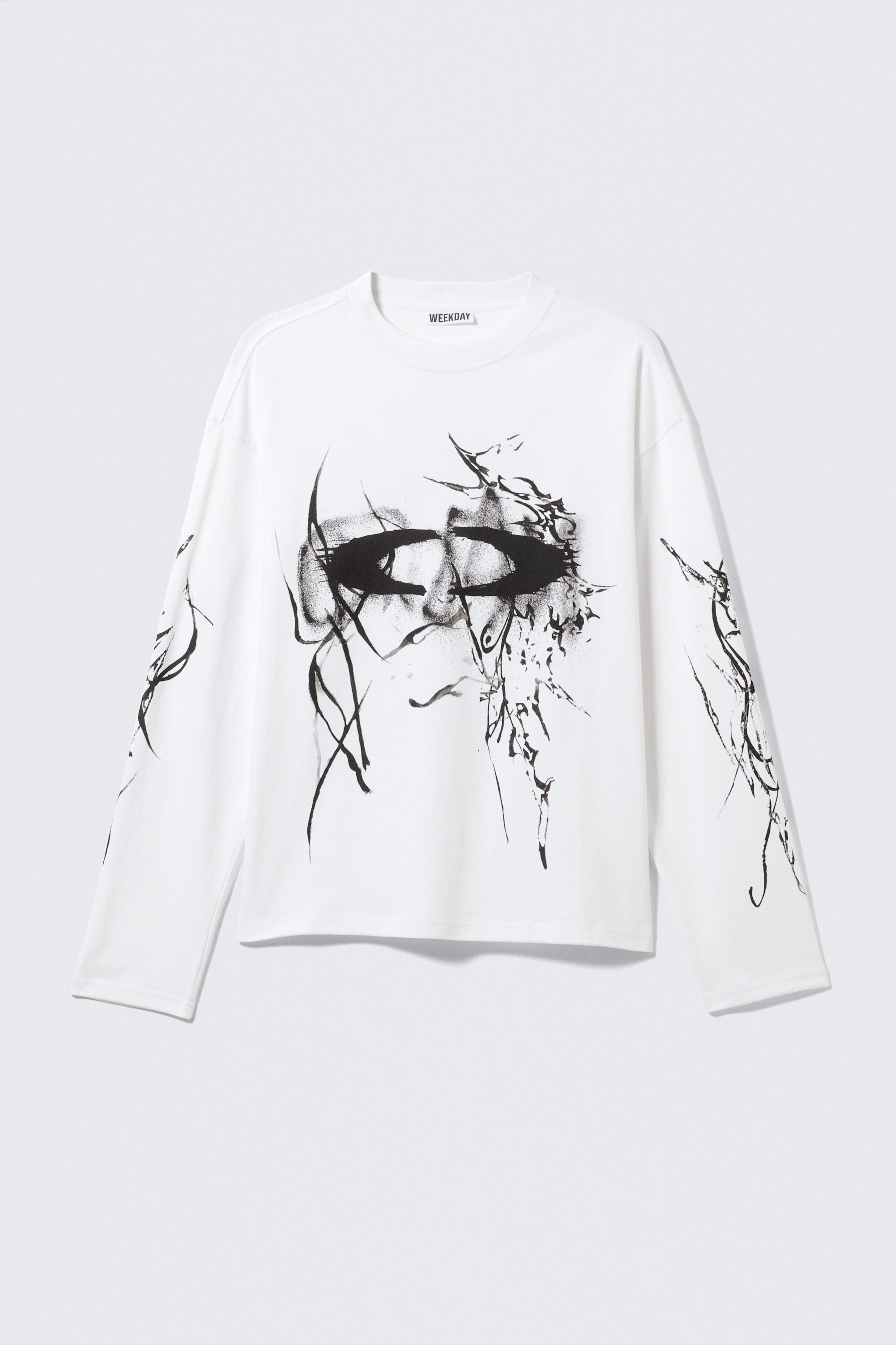 White - Big Mess - Great Boxy Graphic Long Sleeve T-shirt - 0