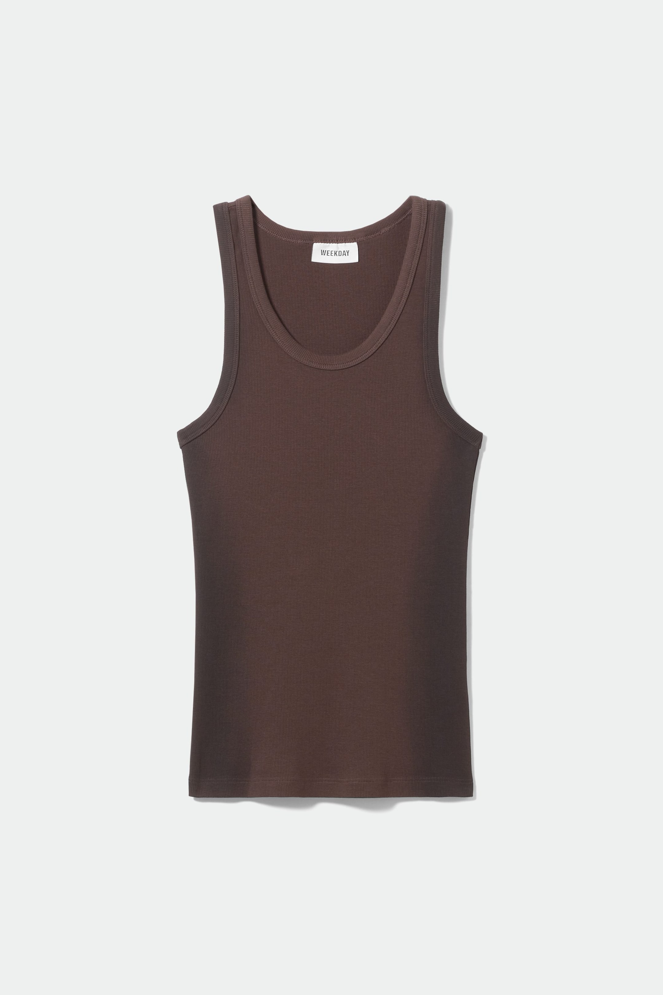 Brown - Close Dyed Ribbed Tank Top - 0