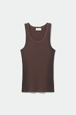 Brown - Close Dyed Ribbed Tank Top - 0