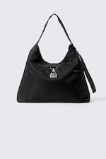 Svart - Medium Slouched Clasp Shoulder Bag - 0