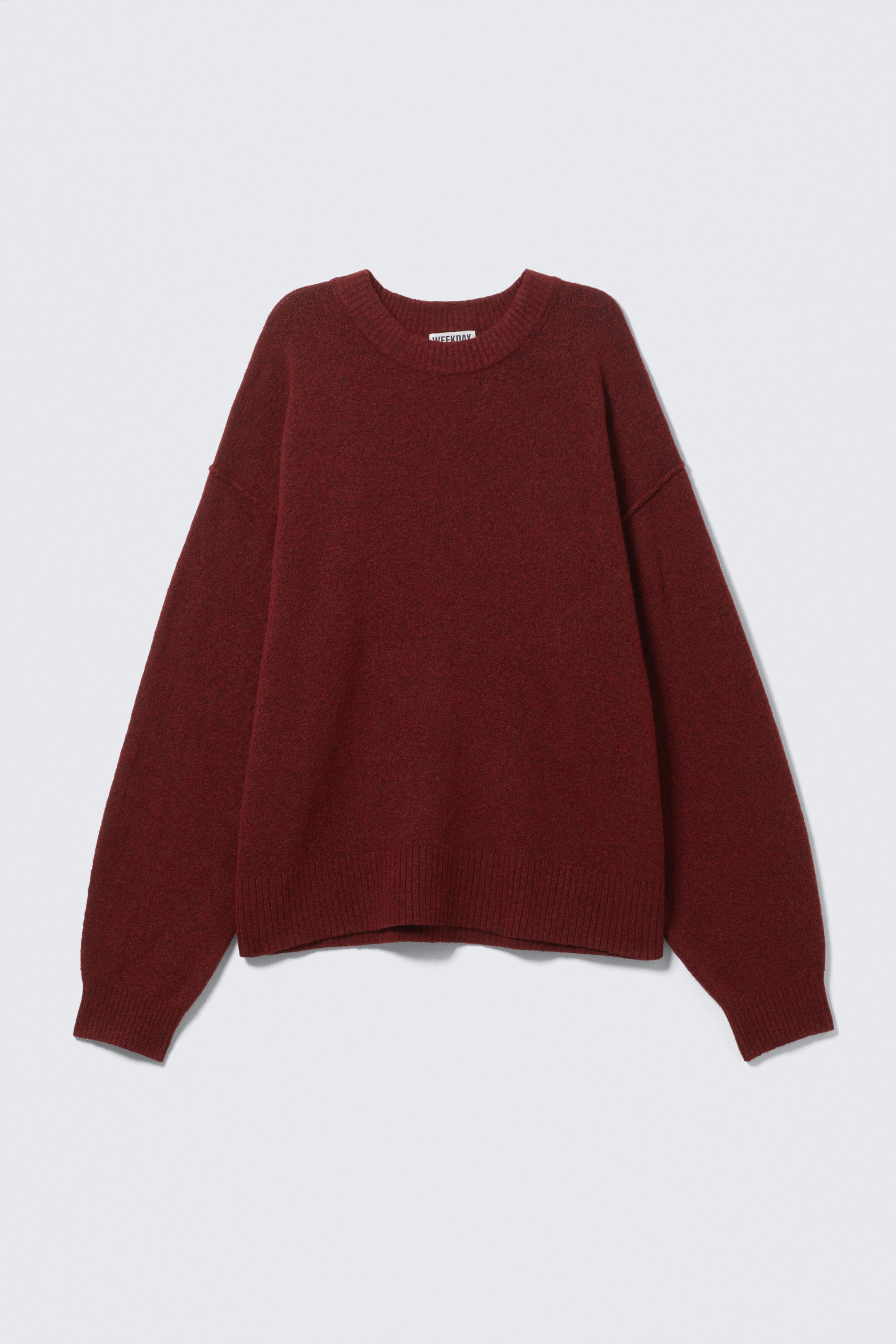 Dark Red Melange - Relaxed Knitted Sweater - 4