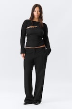 Black - Low Rise Straight Suiting Trousers - 0