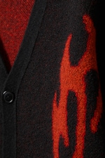 Schwarz - Rote Flammen - Boxy Strick-Cardigan mit Grafikprint - 7