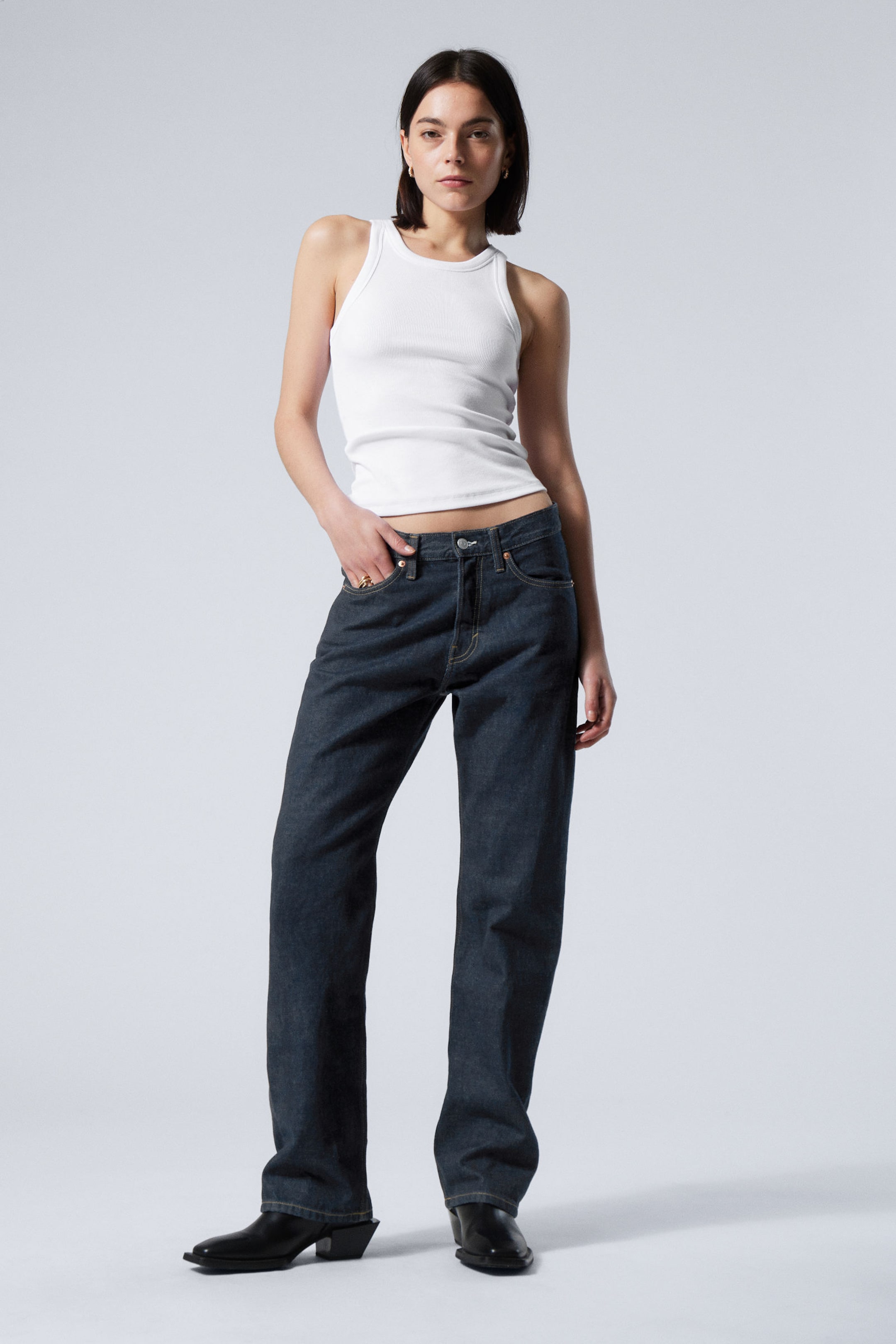 #4C5164 - Orbit Mid Waist Regular Straight Leg Jeans - 2