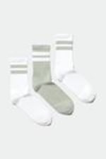 Wit en salie - 3-pack gestreepte sportsokken - 0