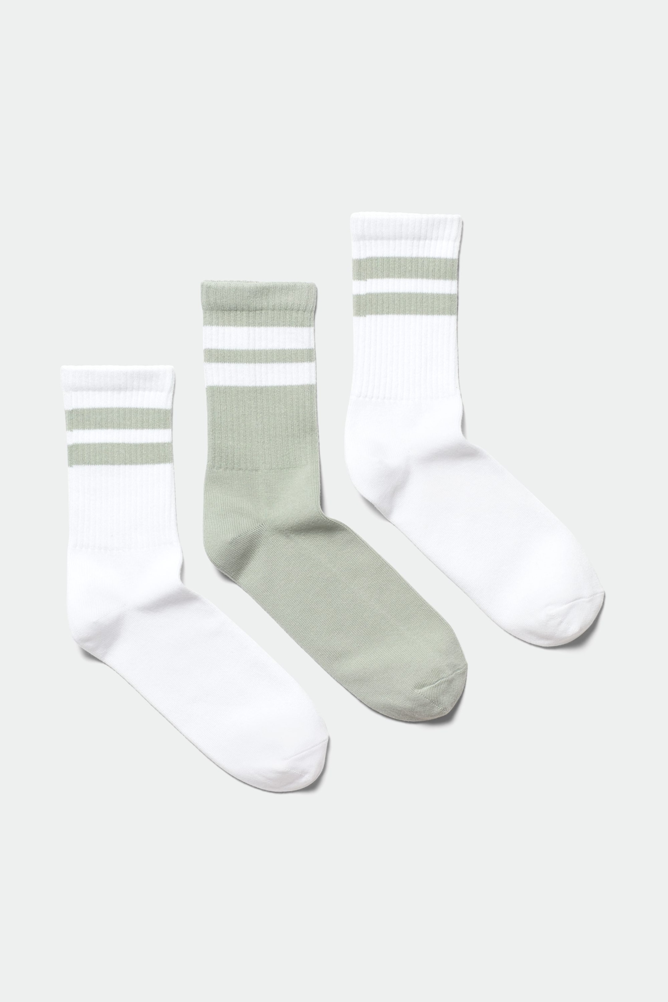 White & sage - 3-pack Striped Sport Socks - 0
