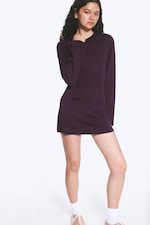 Prune - Mini-robe en coton à manches longues - 1