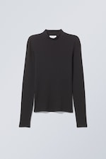 Black - Close Fitted Mock Neck - 0