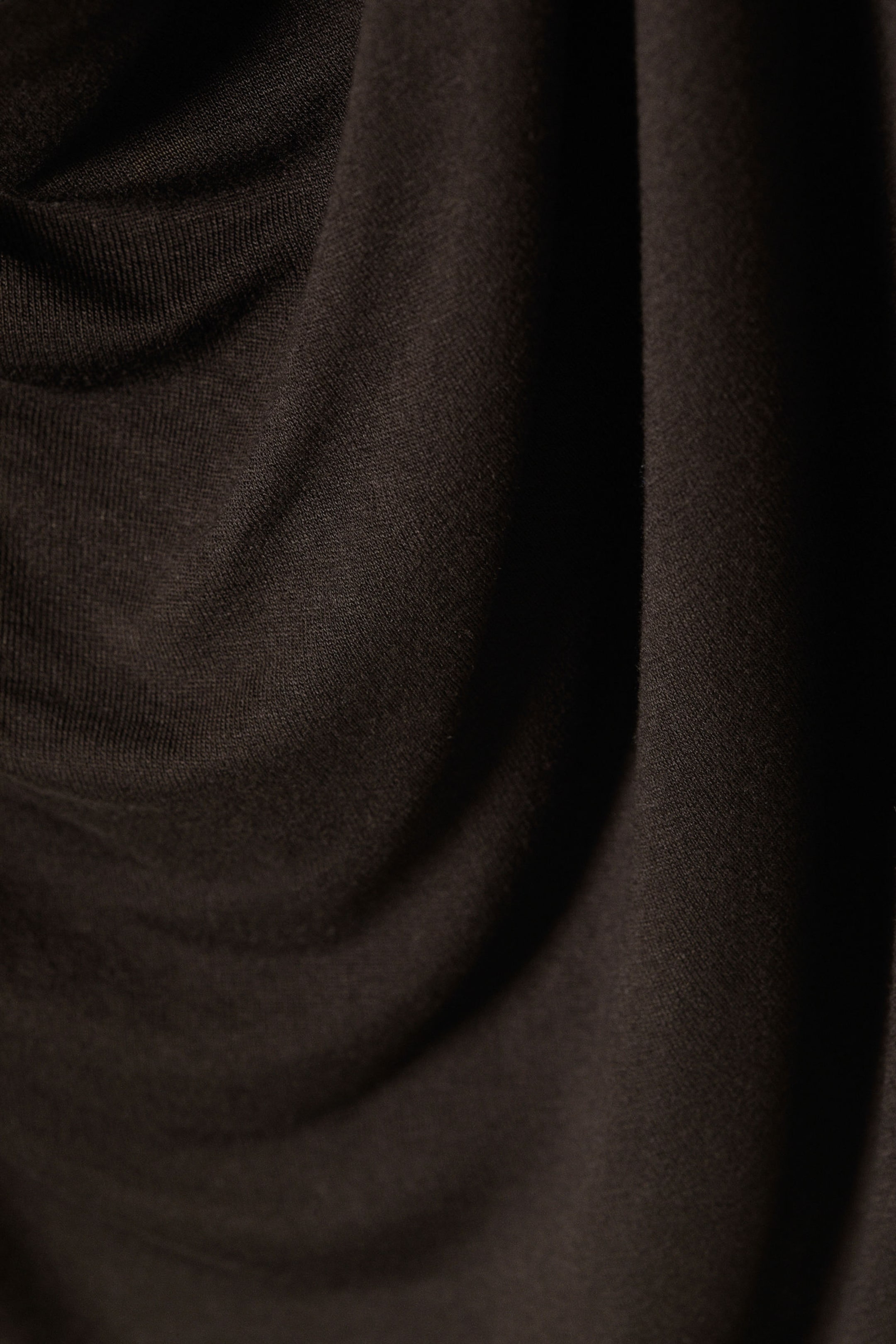 Dark Brown - Draped Long-Sleeved Top - 5