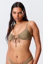Dusty Mole - Ruched Triangle Bikini Top - 0