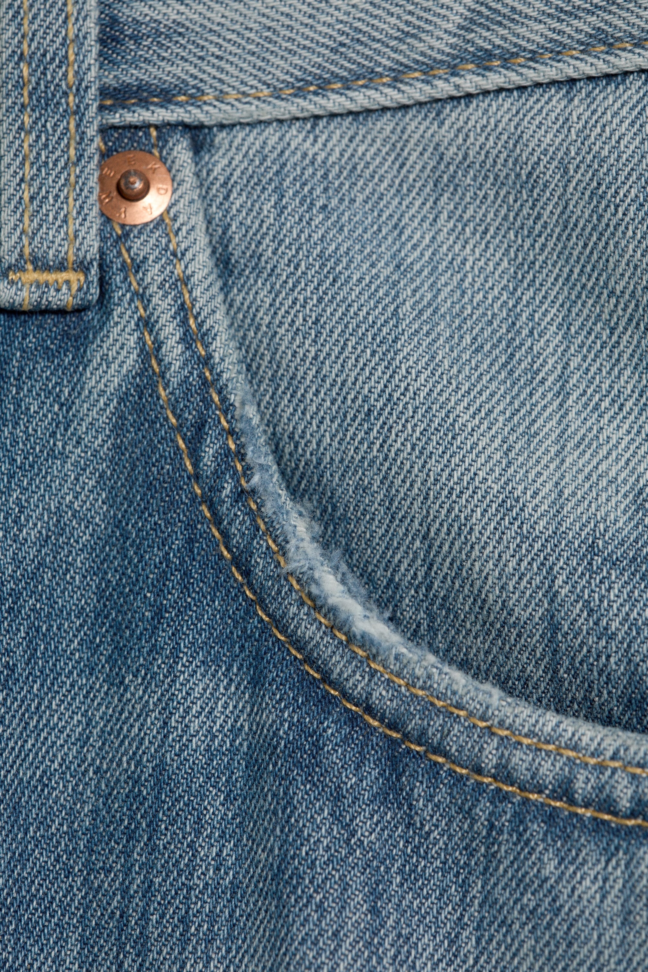 Saddle Blue - Mellanblå - Astro Mid Waist Loose Baggy Unisex Jeans - 7