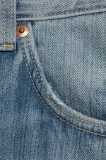 Saddle Blue - Mellanblå - Astro Mid Waist Loose Baggy Unisex Jeans - 7
